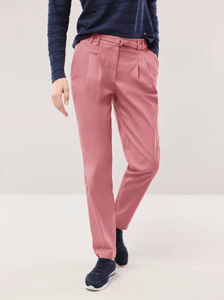 Bundfaltenhose aus Baumwollmix Rosenholz