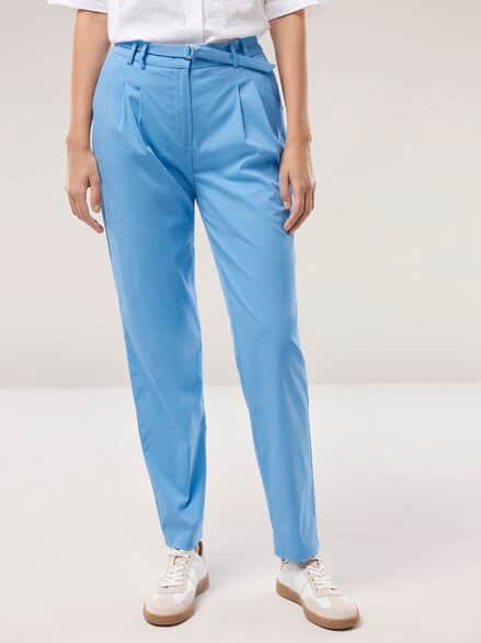 Bundfaltenhose aus Baumwollmix Jeansblau