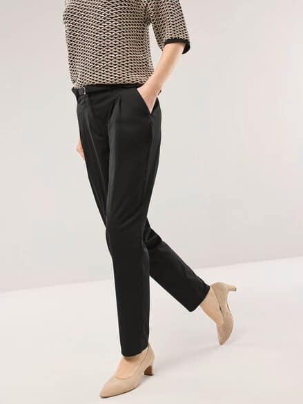 Bundfaltenhose aus Baumwollmix Schwarz