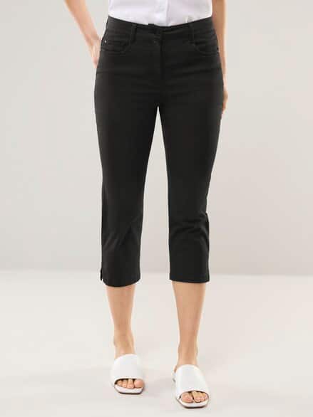 Capri aus Baumwollmix Schwarz Capri aus Baumwollmix Schwarz
