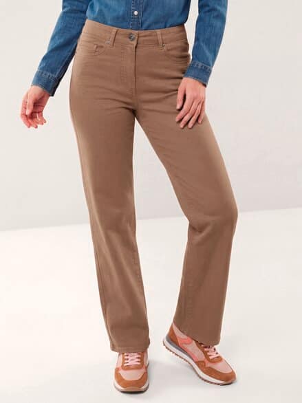5 Pocket Jeans mit weitem Bein Praline