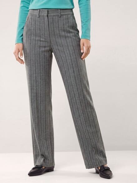Marlene Hose aus Premium Flanell Nadelstreifen Grau