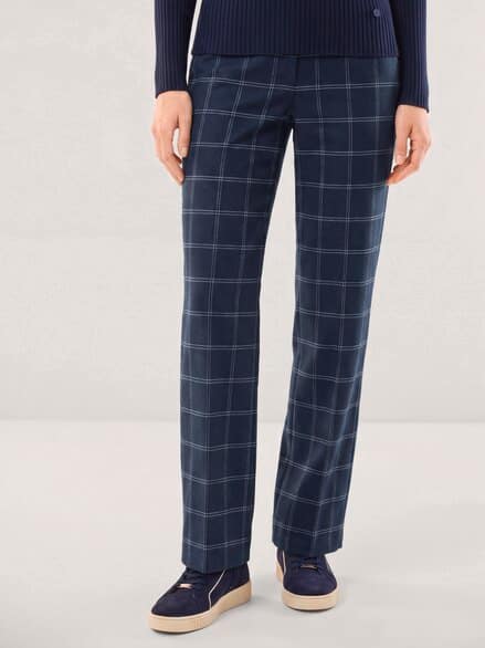 Marlene Hose aus Premium Flanell Karo Nachtblau
