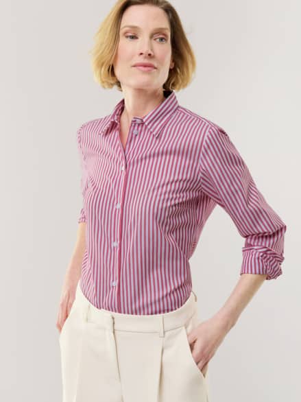 Extraglatt-Hemdbluse Everyday Streifen Dunkelrot Extraglatt-Hemdbluse Everyday Streifen Dunkelrot