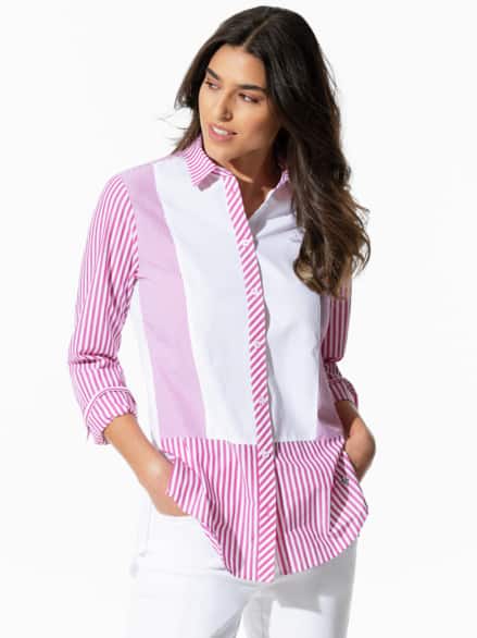 Patchwork Bluse Streifen Beere Patchwork Bluse Streifen Beere