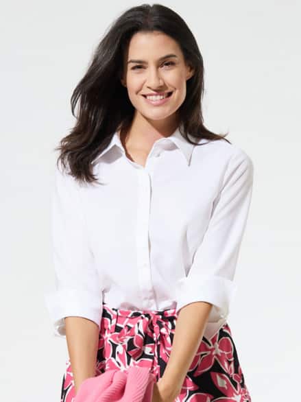 Klima-Bluse Edel-Leinen Weiß Klima-Bluse Edel-Leinen Weiß