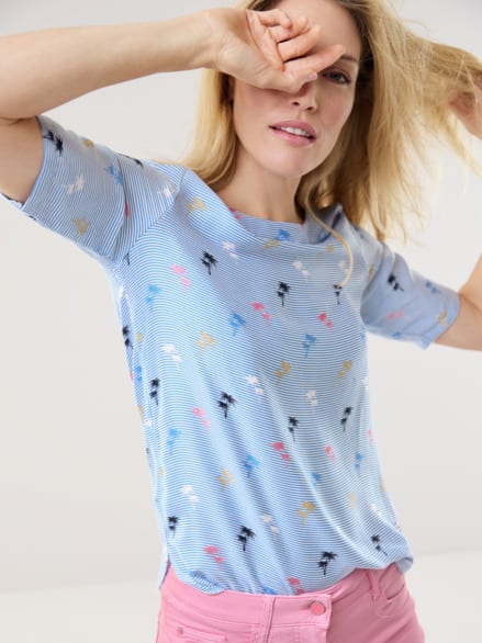 T-Shirt-Bluse Extra Leicht Streifen Blau T-Shirt-Bluse Extra Leicht Streifen Blau