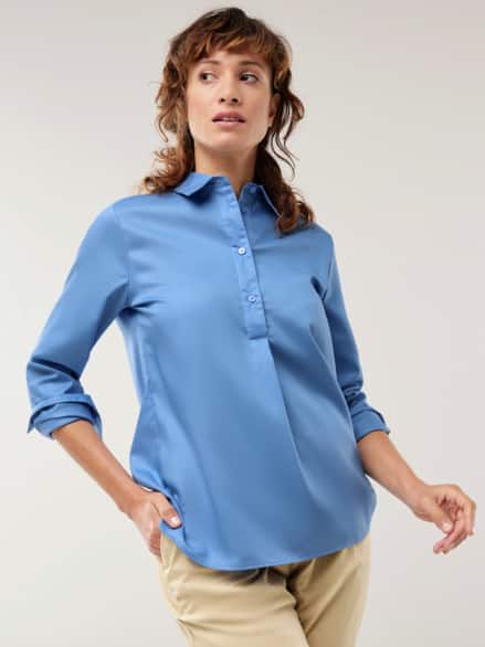 Extraglatt Polo Bluse Skyblue