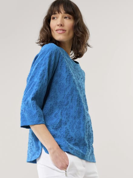 Jacquard Shirtbluse Königsblau Jacquard Shirtbluse Königsblau