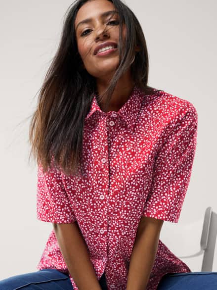 Extraglatt-Hemdbluse Everyday Minimal Dunkelrot Extraglatt-Hemdbluse Everyday Minimal Dunkelrot