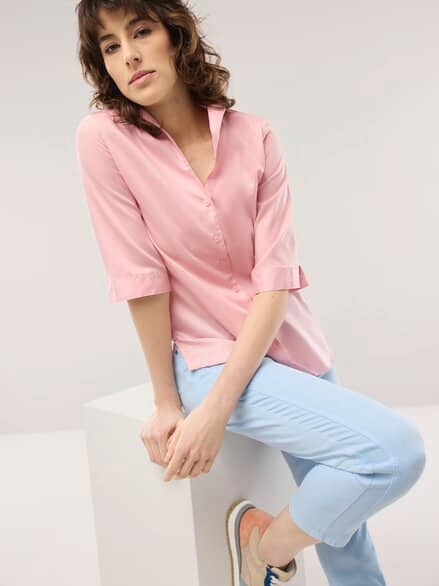 Extraglatt-Bluse Kelchkragen Altrosa Extraglatt-Bluse Kelchkragen Altrosa