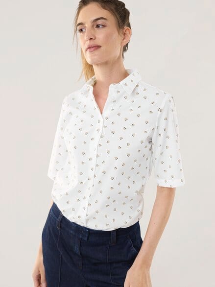 Extraglatt-Hemdbluse Everyday 2.0 Blumendruck Wei Extraglatt-Hemdbluse Everyday 2.0 Blumendruck Wei