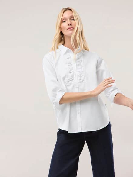 Hemdbluse mit Falteneinsatz Weiß Hemdbluse mit Falteneinsatz Weiß