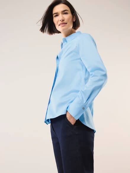 Baumwollbluse mit langer Manschette Skyblue Baumwollbluse mit langer Manschette Skyblue