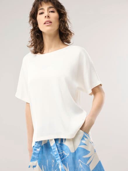 Blusenshirt aus Satin Offwhite