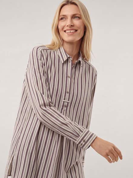 Bluse aus Polar-Flanell Streifen Rot