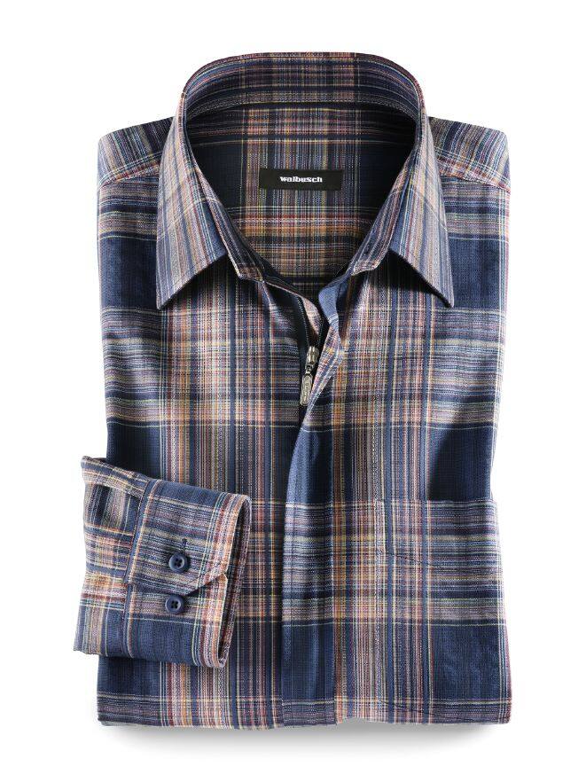 ReißverschlussHemd Blau Walbusch