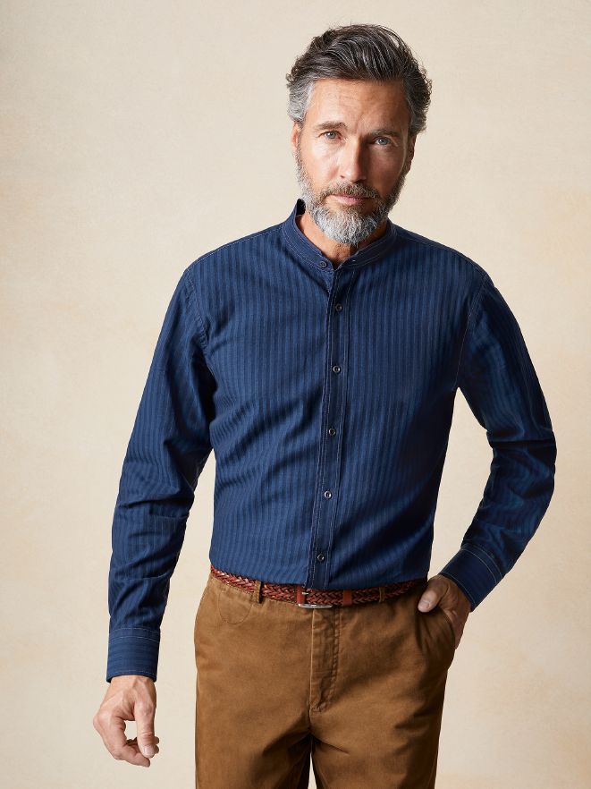 Denim-Stehkragenhemd Denim-Stehkragenhemd