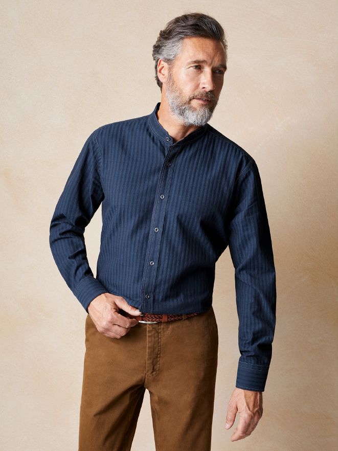 Denim-Stehkragenhemd Denim-Stehkragenhemd