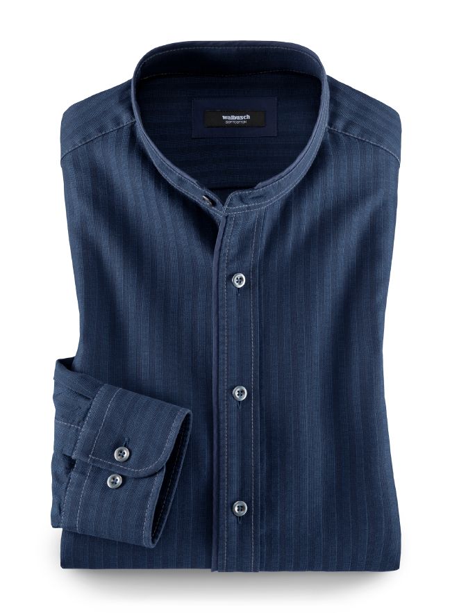 Denim-Stehkragenhemd Denim-Stehkragenhemd