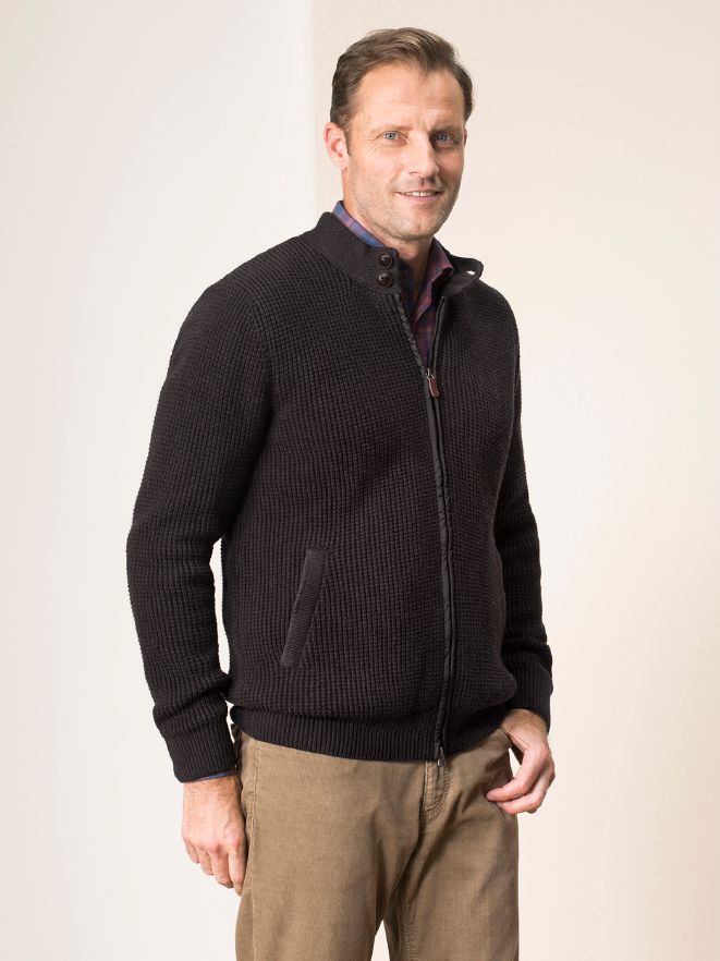 Strickfleece Jacke Schalkragen Strickfleece Jacke Schalkragen