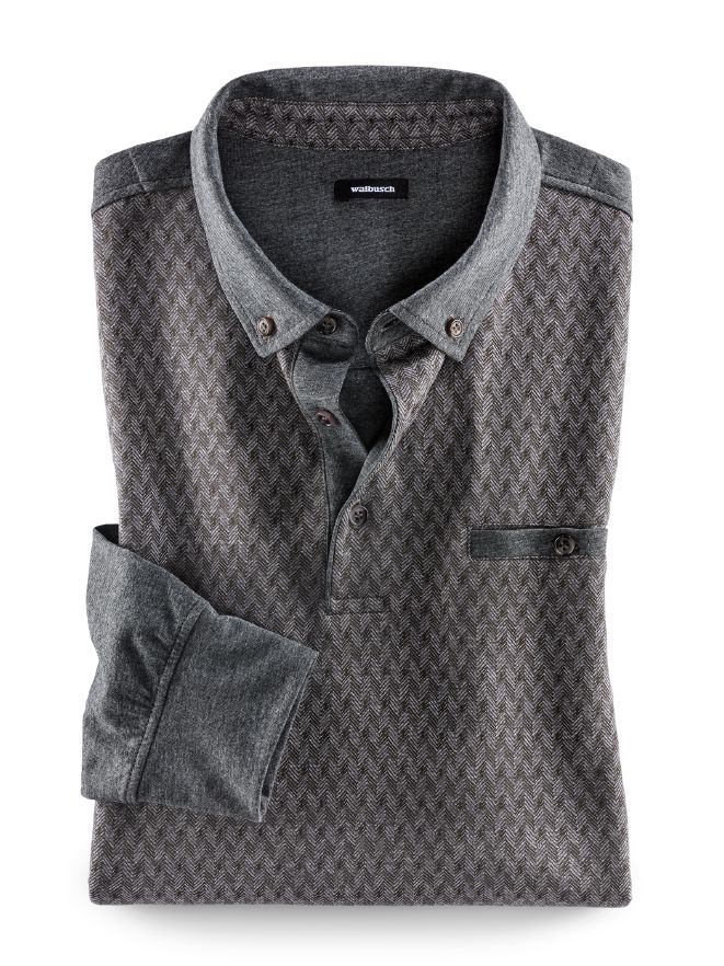 Langarm-Polo Herringbone Langarm-Polo Herringbone