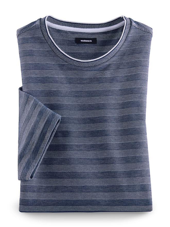 Extraglatt-Shirt Jacquard Streifen Extraglatt-Shirt Jacquard Streifen