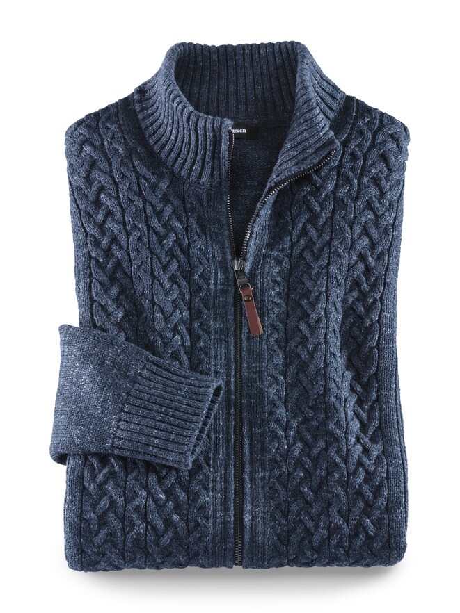 Zopf-Strickjacke Natural Cotton Zopf-Strickjacke Natural Cotton
