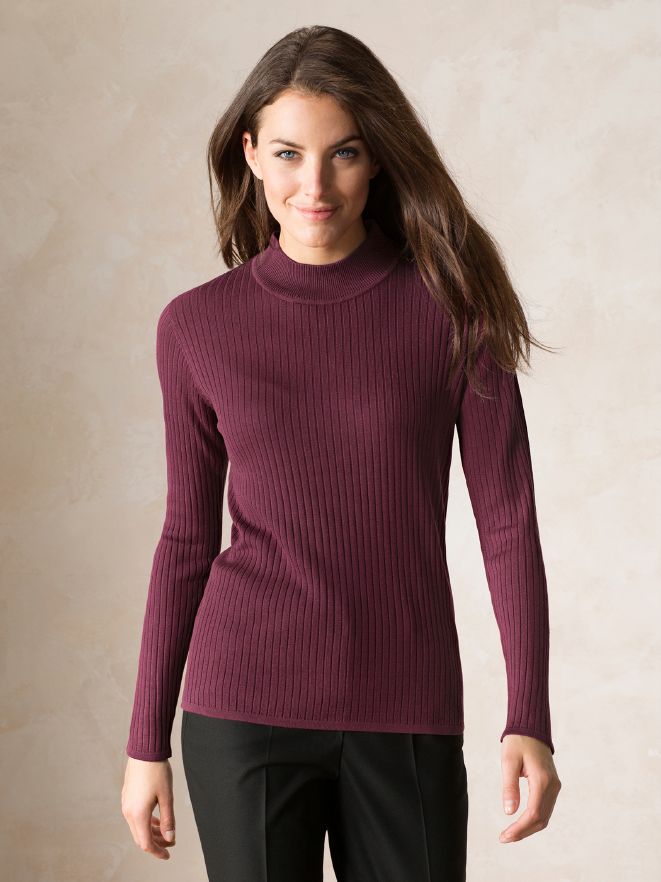 Seiden-Stehbund-Pullover Langarm Seiden-Stehbund-Pullover Langarm