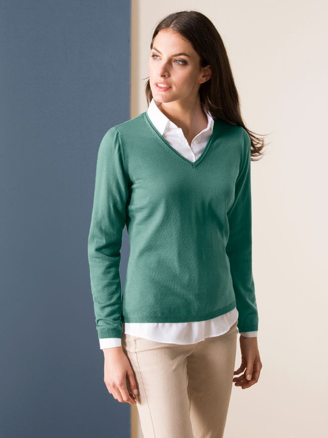 Merino-Pullover V-Ausschnitt Merino-Pullover V-Ausschnitt