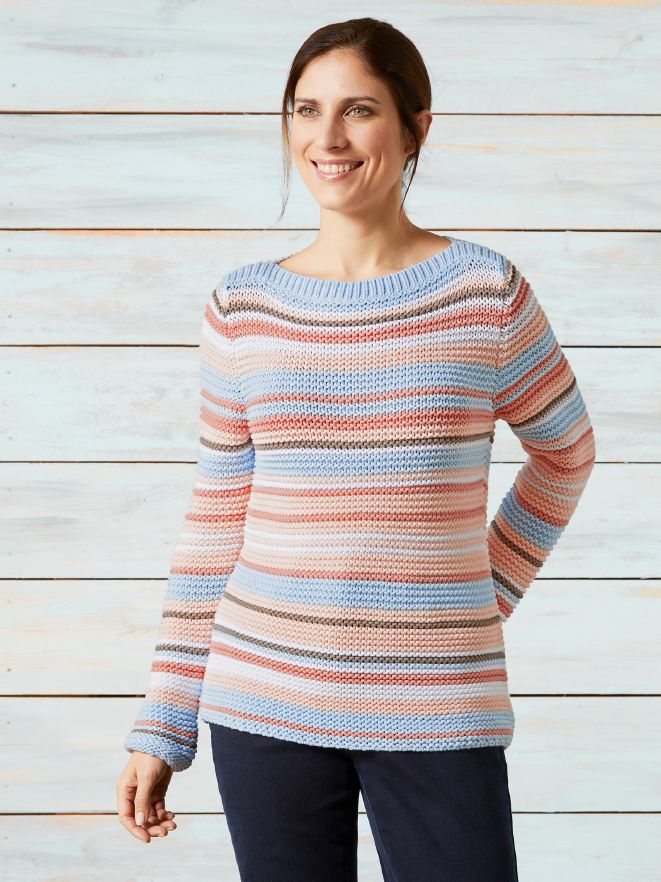 Strukturpullover Pastellstreifen Strukturpullover Pastellstreifen