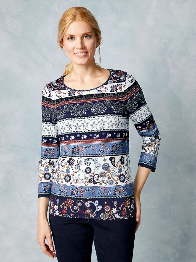 Viskoseshirt Paisleystreifen Viskoseshirt Paisleystreifen