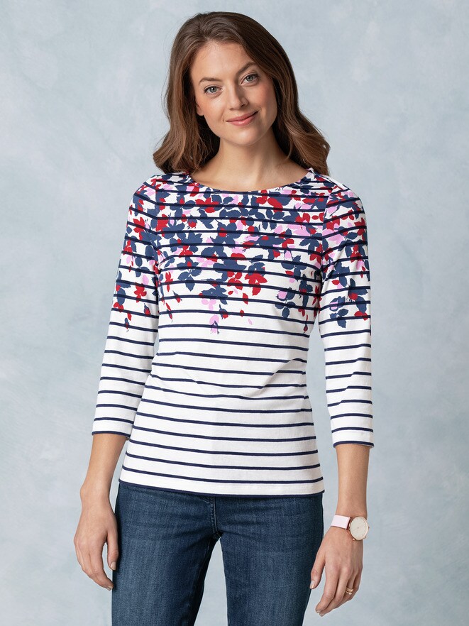 Streifenshirt Blumendruck Streifenshirt Blumendruck