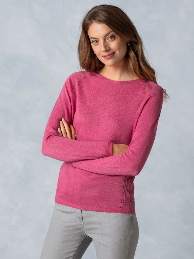 Baumwoll-Leinen -Pullover papaya Baumwoll-Leinen -Pullover papaya