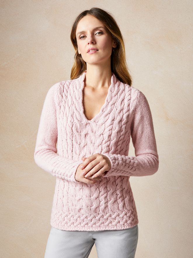 Irelandseye Ladies Cable V-Neck Irelandseye Ladies Cable V-Neck