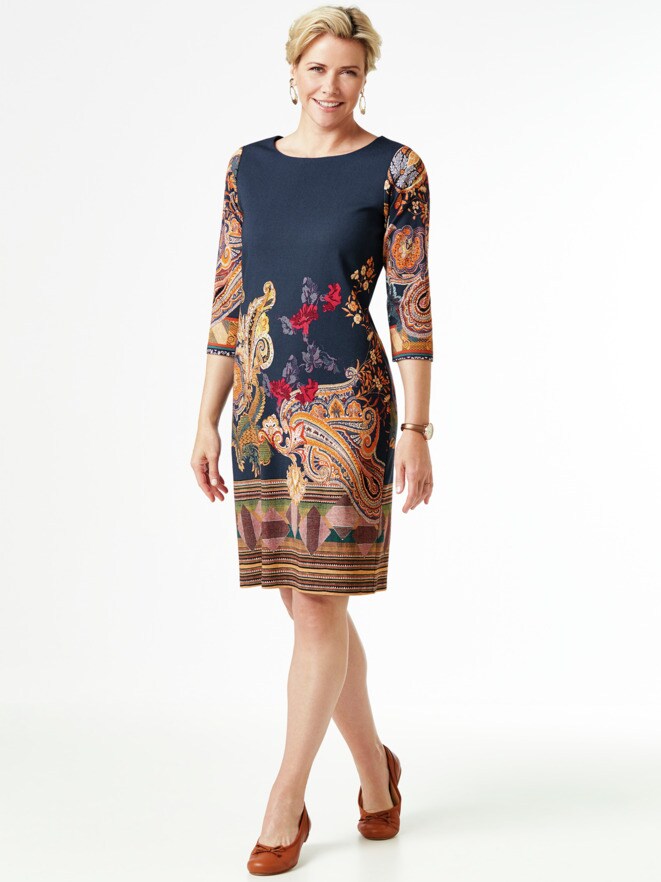Jerseykleid Paisleybordüre Jerseykleid Paisleybordüre