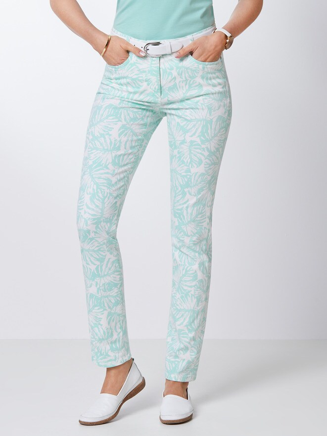Powerstretch-Jeans Palmenprint Powerstretch-Jeans Palmenprint