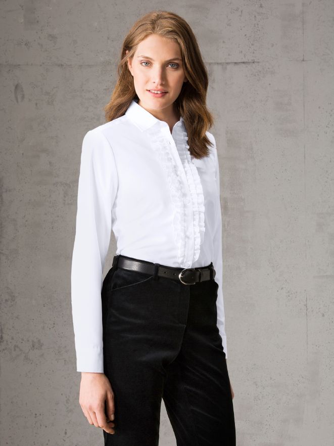 Extraglatt Hemdbluse Aufgerüscht Extraglatt Hemdbluse Aufgerüscht