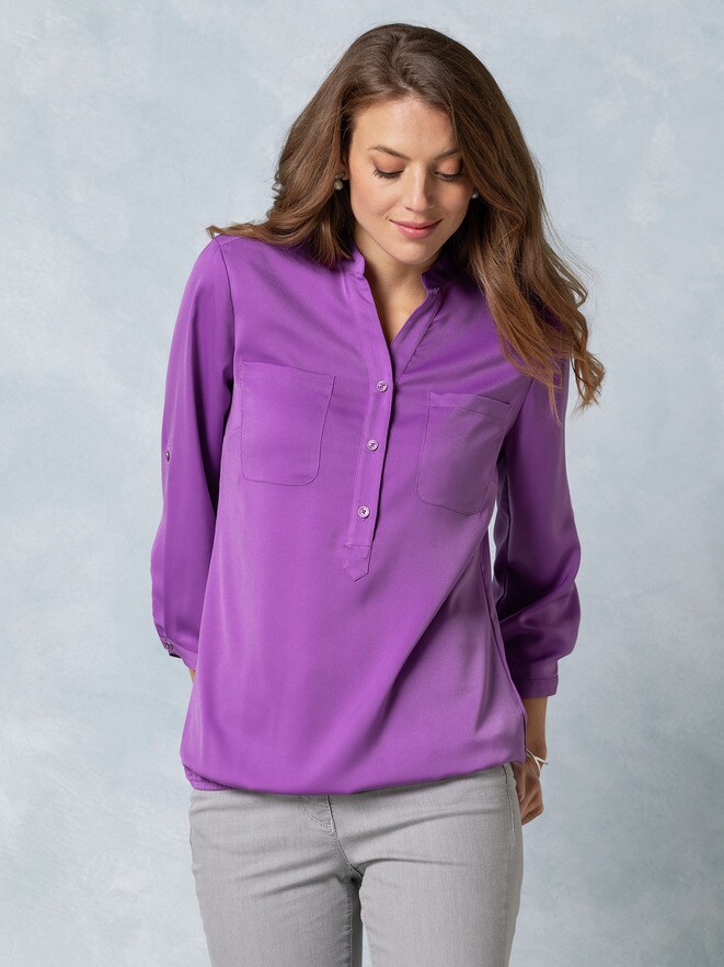 Blousonbluse Polo-Optik Blousonbluse Polo-Optik