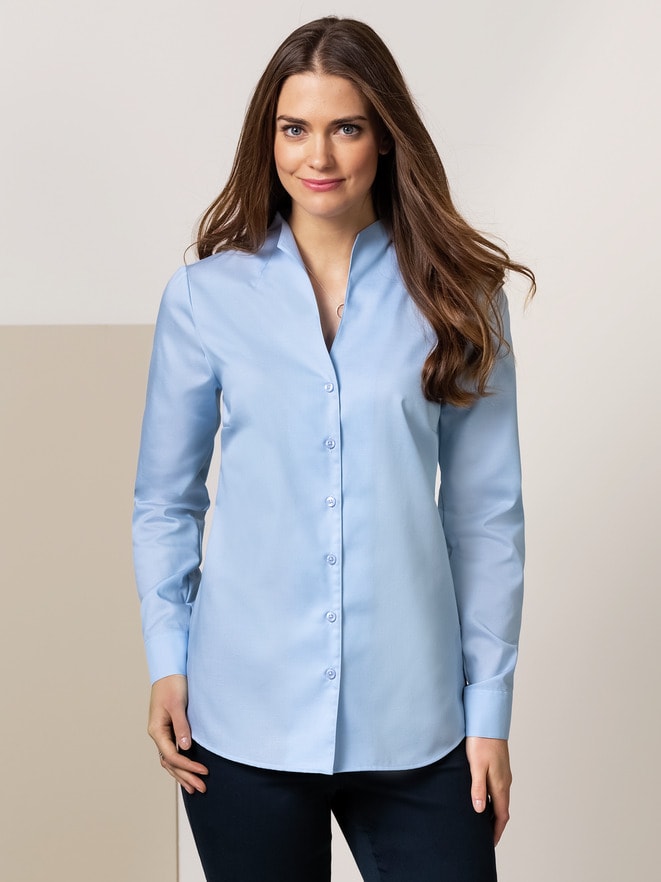 Extraglatt Bluse Kelchkragen Extraglatt Bluse Kelchkragen