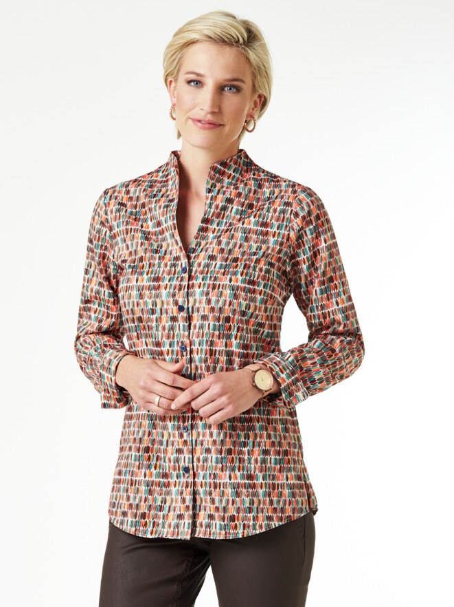 Extraglatt-Bluse Kelchkragen Extraglatt-Bluse Kelchkragen