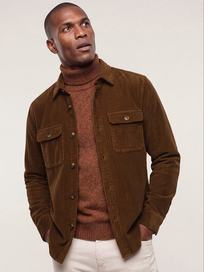 Overshirt aus Breitcord Braun