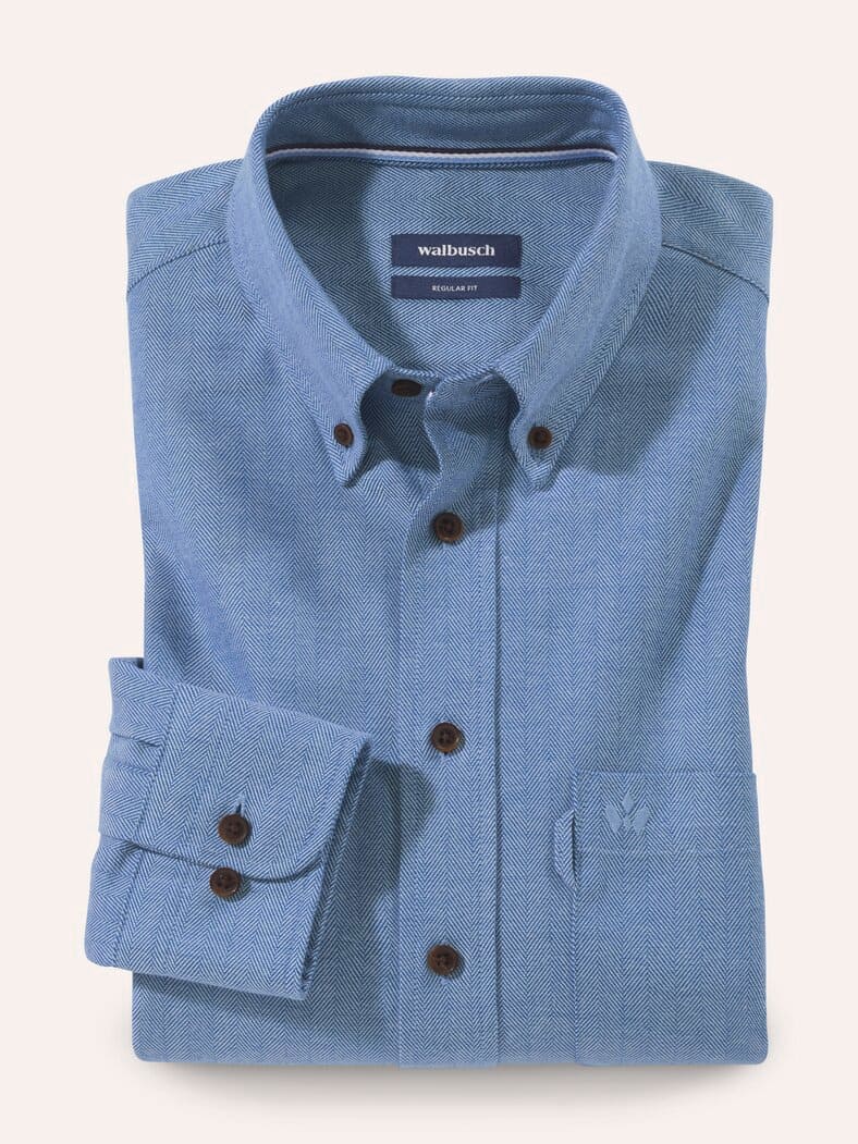 Flanell-Hemd aus Baumwolle Rauchblau