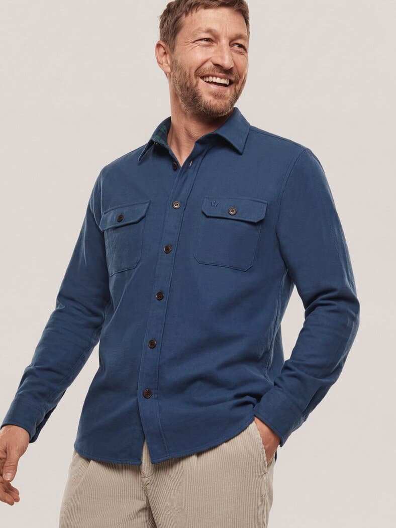 Flanell Overshirt aus Baumwolle Marine