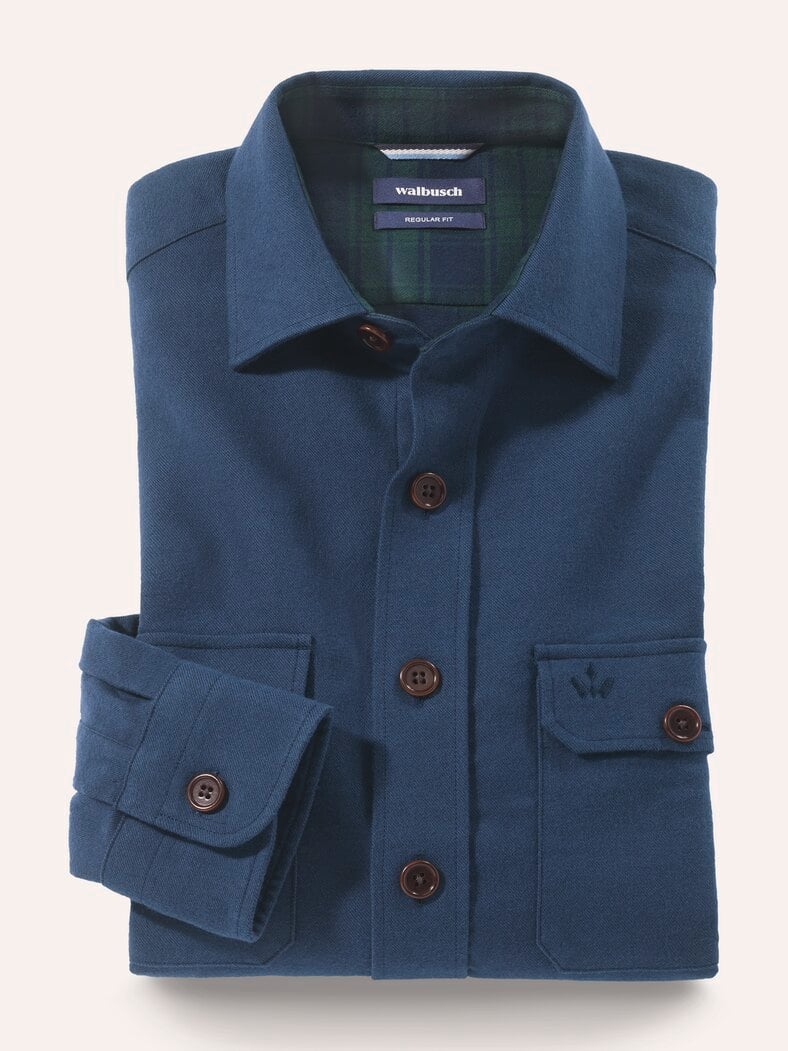 Flanell Overshirt aus Baumwolle Marine