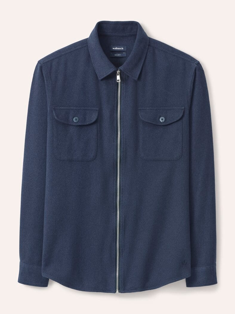 Flanell-Hemd mit Reißverschluss Marine