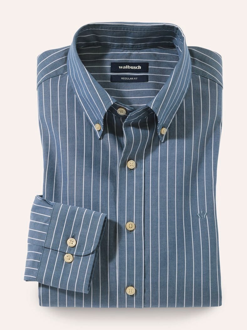 Hemd aus Royal-Oxford Streifen Rauchblau