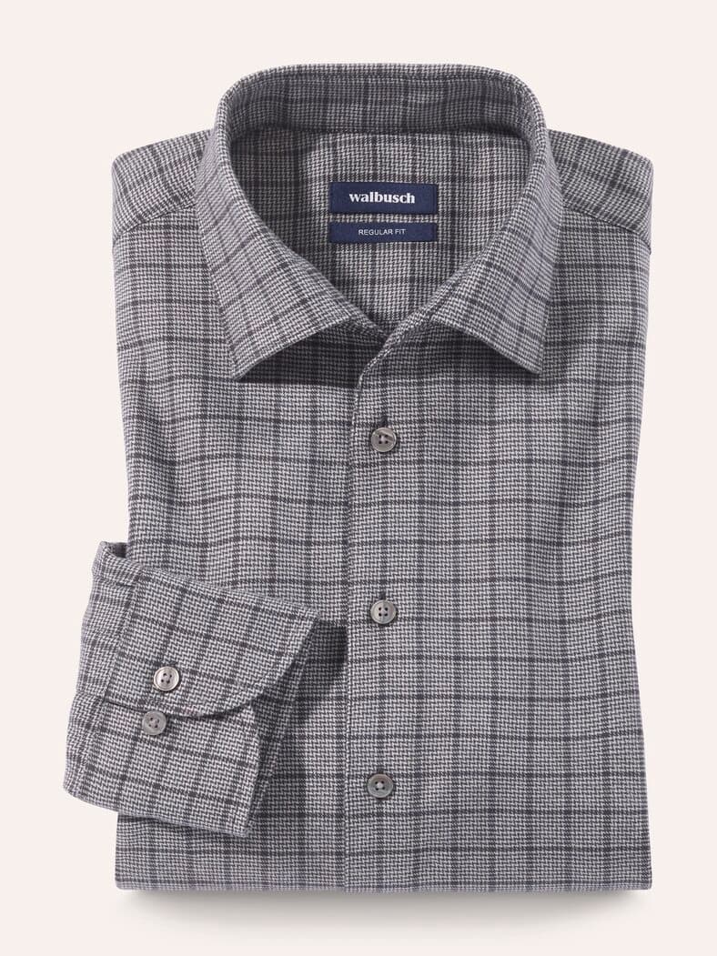 Soft-Flanell Hemd Minikaro Grau