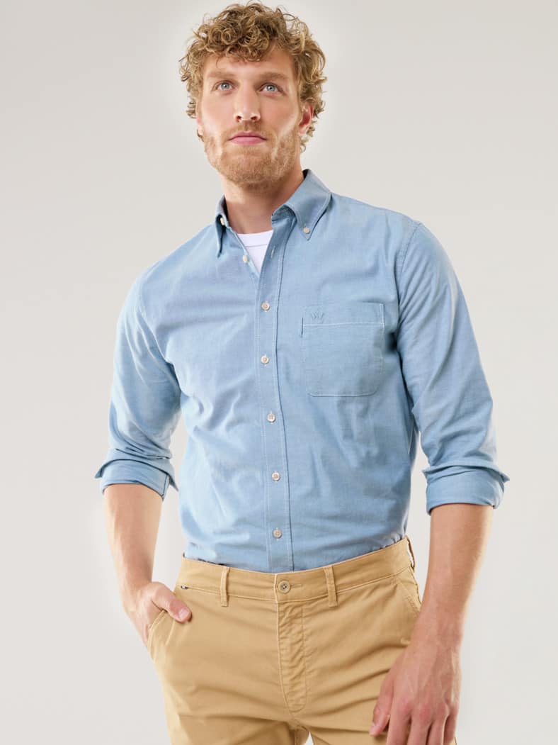 Premium Oxford-Hemd Uni Bleu
