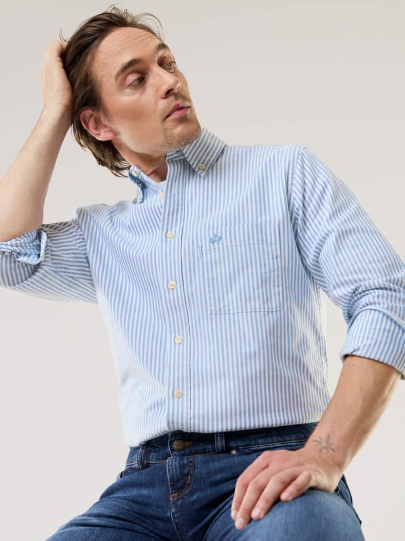 Premium Oxford-Hemd Streifen Blau